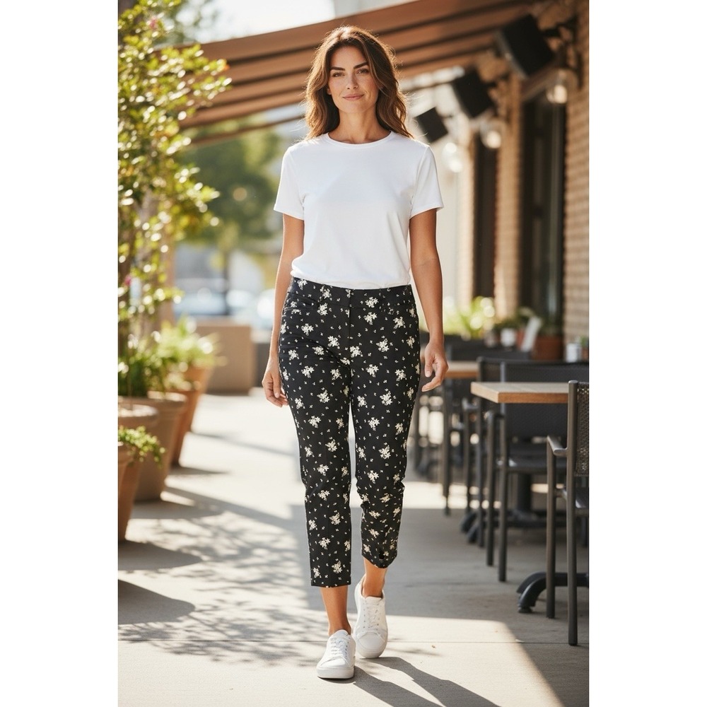 NEW Loft The Riviera Pant (Marisa Cropped Fit) Size 8 Black & White - Office
